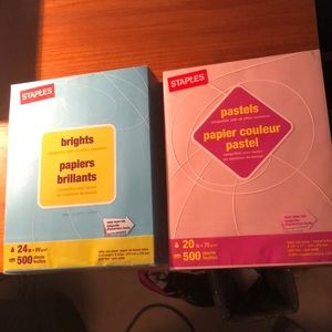 Pastel blue and pink computer paper. 500 sheets each package